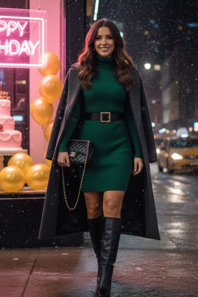13. Knit Turtleneck Dress With Belt