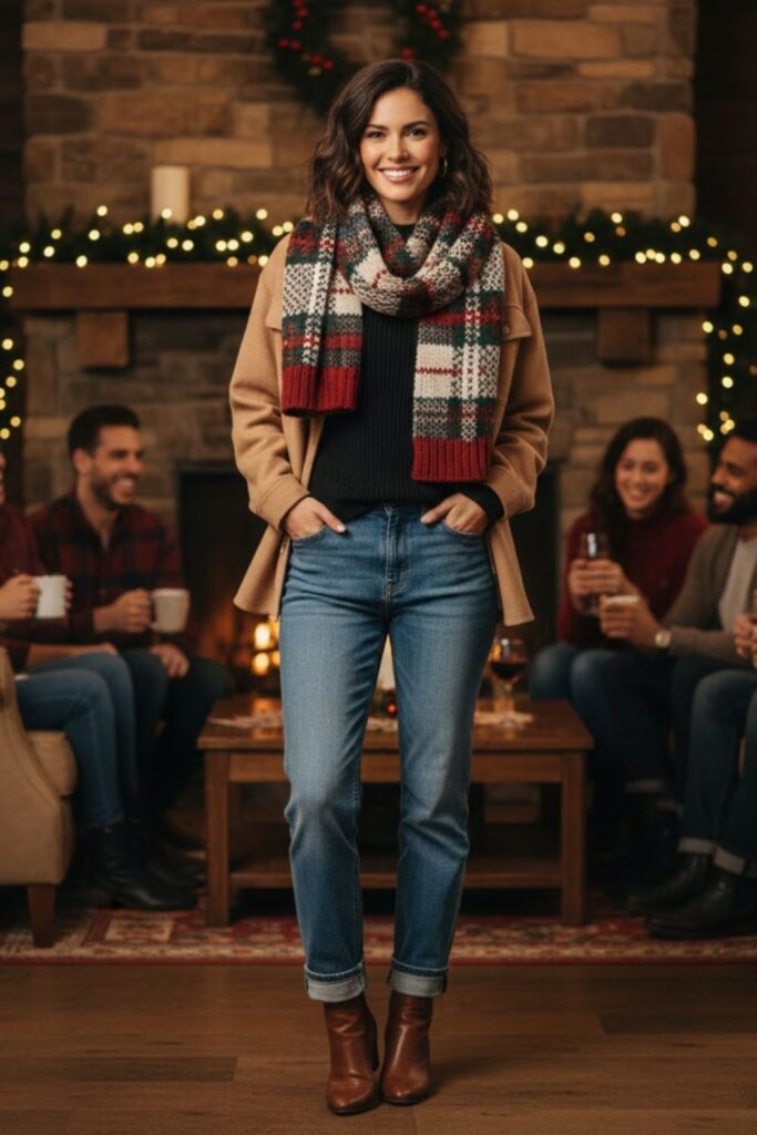13. Simple Top With Statement Scarf