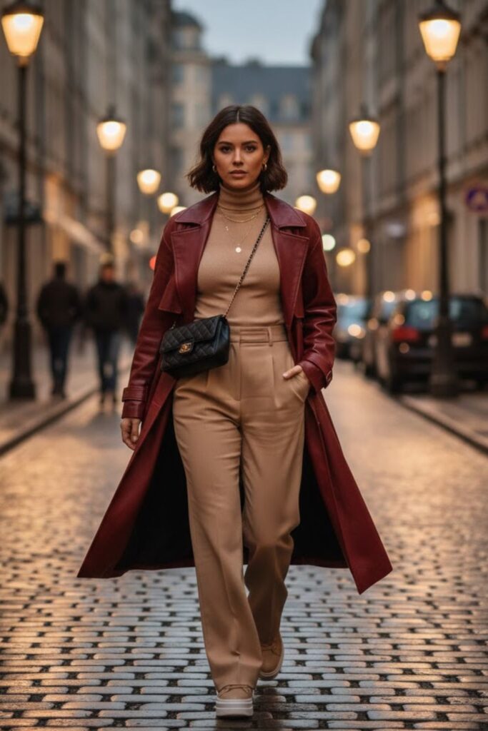13. Zara Leather Jacket Over a Monochrome Look