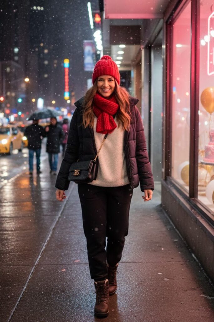 14. Fleece Pullover With Joggers and Boots