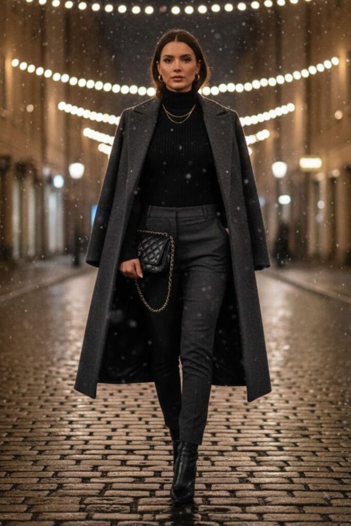 14. Monochrome Outfit with Subtle Contrast