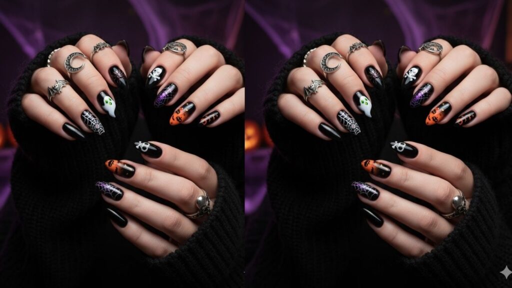 15 Black Halloween Nail Designs For Bold Festive Looks Ideas