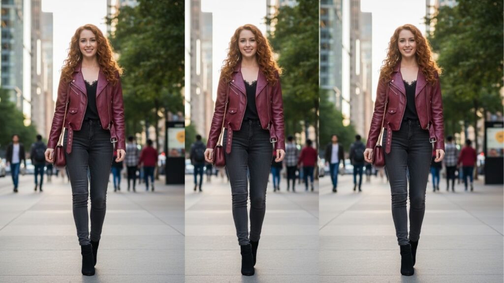 15 Burgundy Leather Jacket Outfits