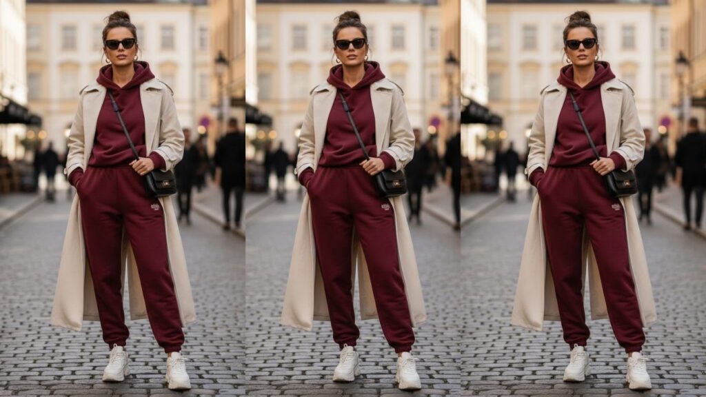 15 Burgundy Sweatpants Outfits