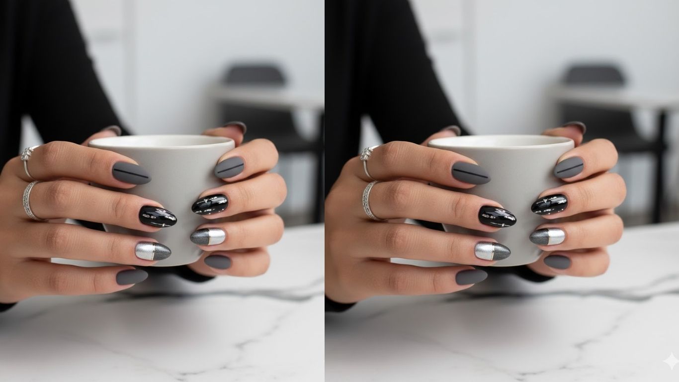 15 Elegant Black And Gray Nail Designs That Look Modern Style