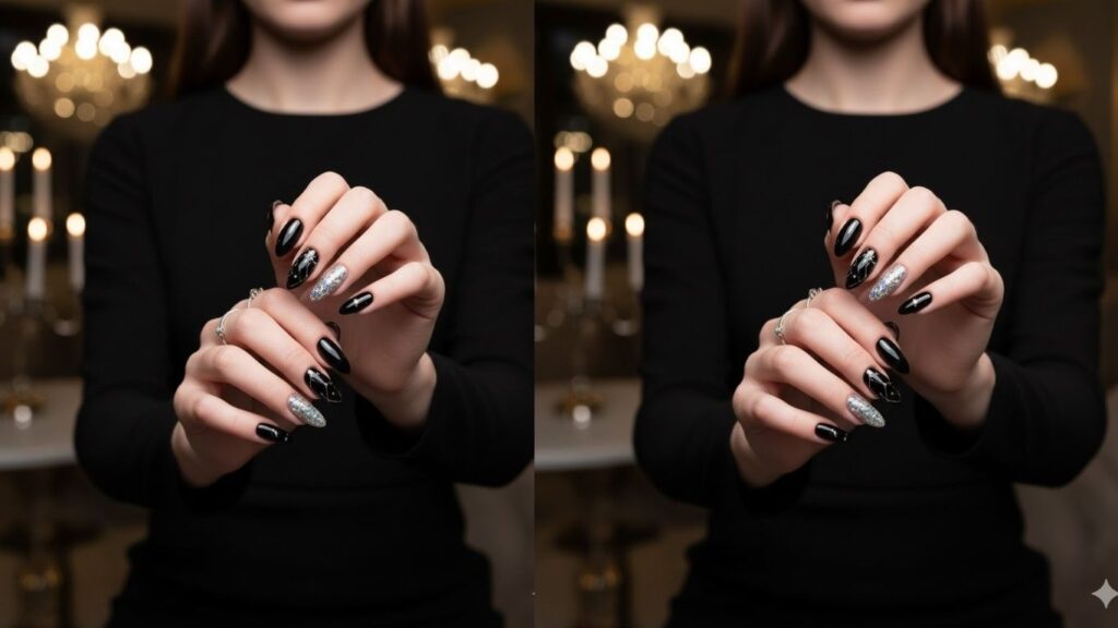 15 Elegant Black & Glitter Nail Designs That Shine Every Time