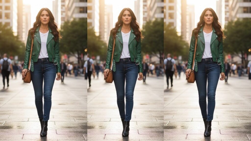 15 Green Leather Jacket Outfit Ideas