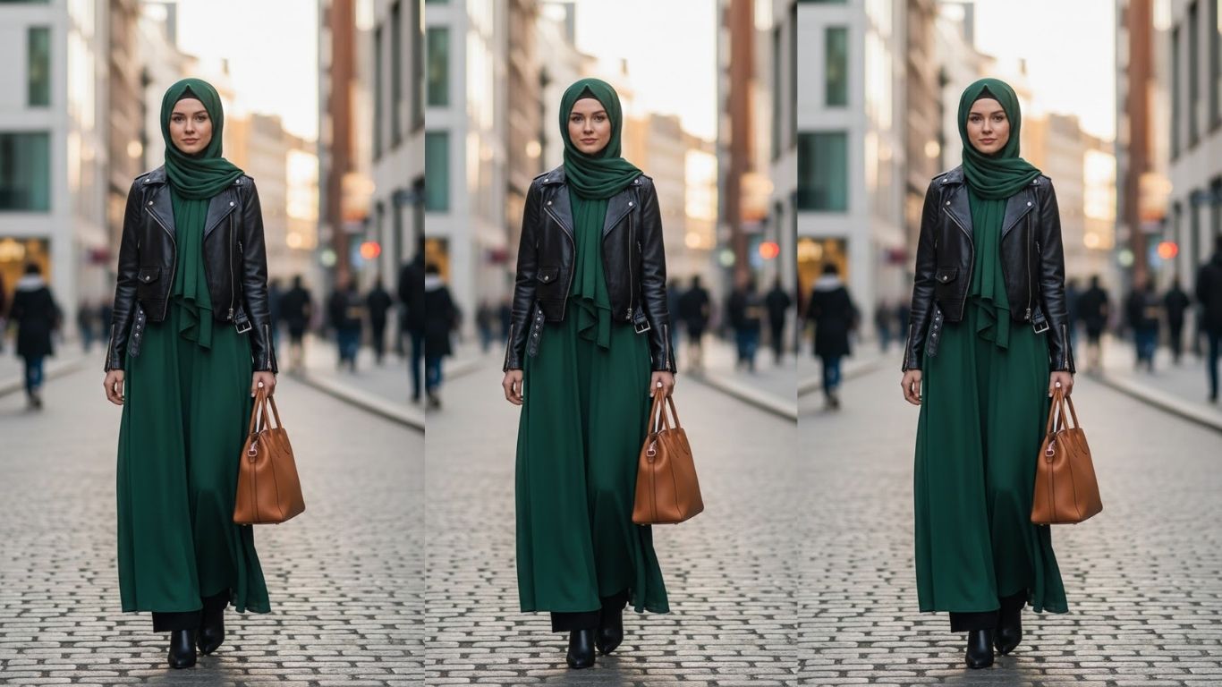 15 Leather Jacket Hijab Outfit Ideas for Chic Modest Style