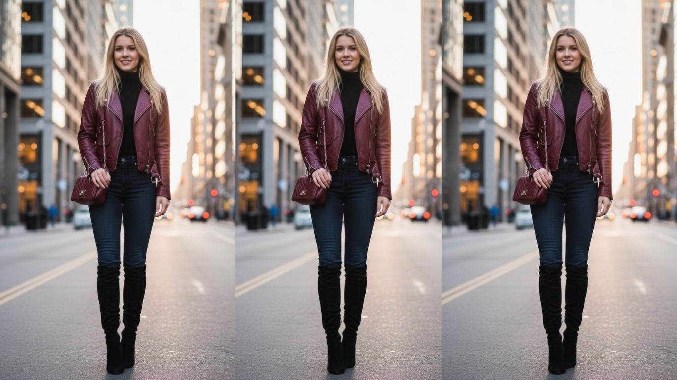 15 Maroon Leather Jacket Outfit Ideas for Stylish Everyday Looks