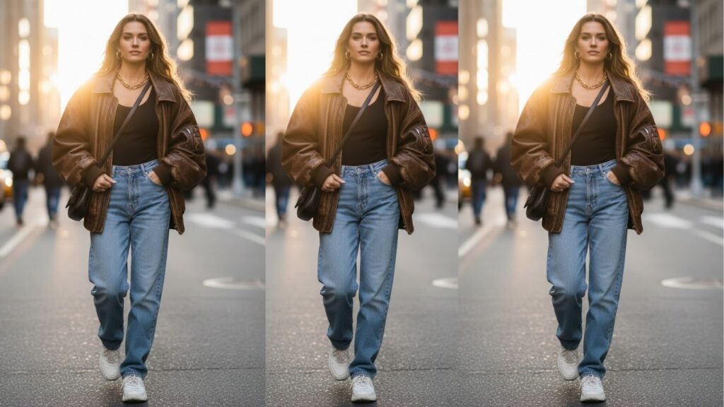 15 Oversized Brown Leather Jacket Outfits