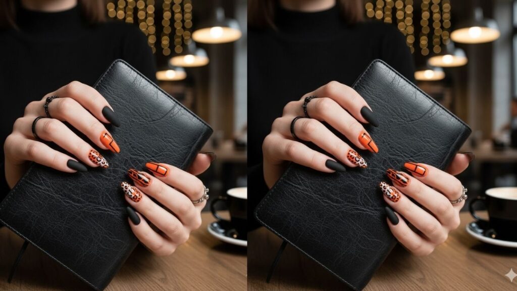 15 Stylish Orange And Black Nail Designs For Bold Trendy Looks