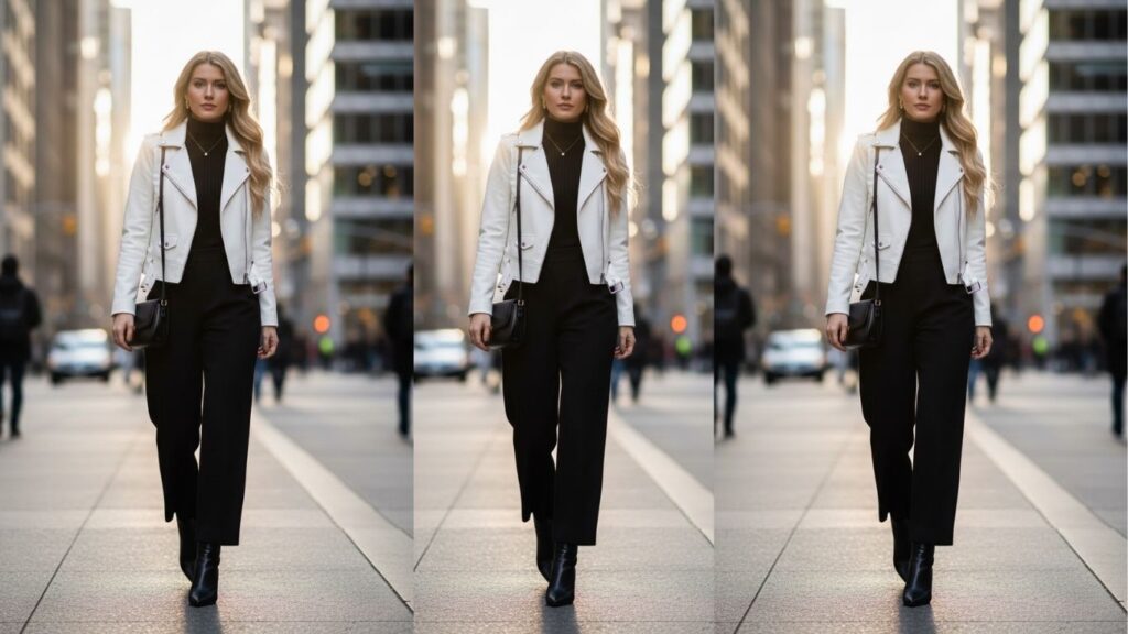 15 White Leather Jacket Outfit Ideas