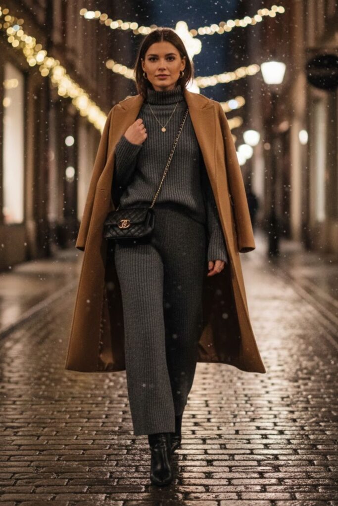 15. Casual Knit Set with Statement Accessories