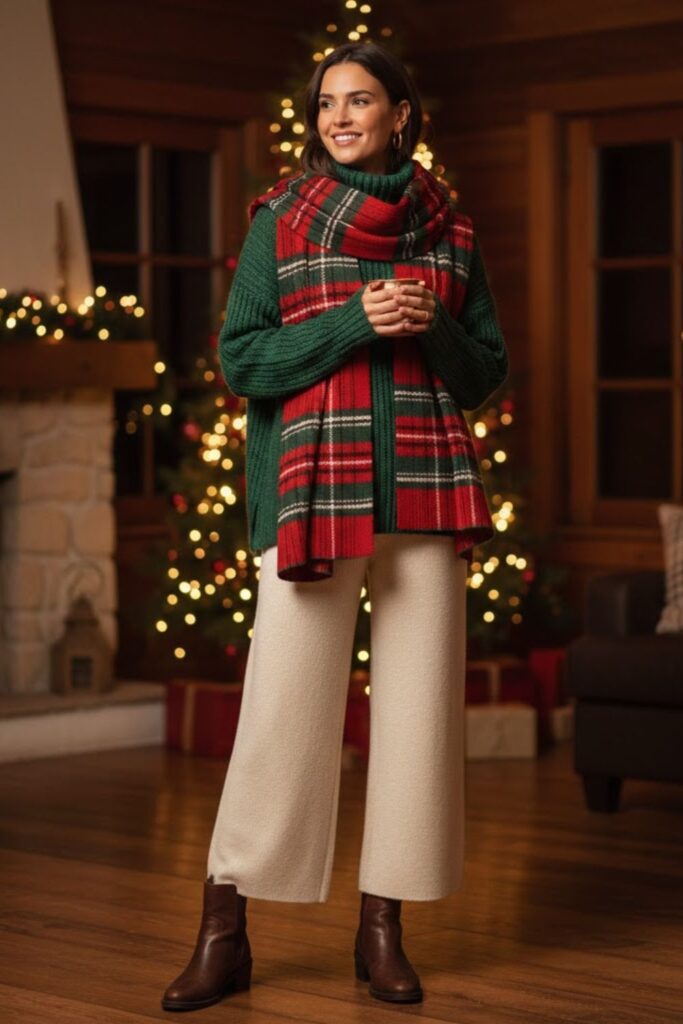 15. Layered Knit Look With Scarf