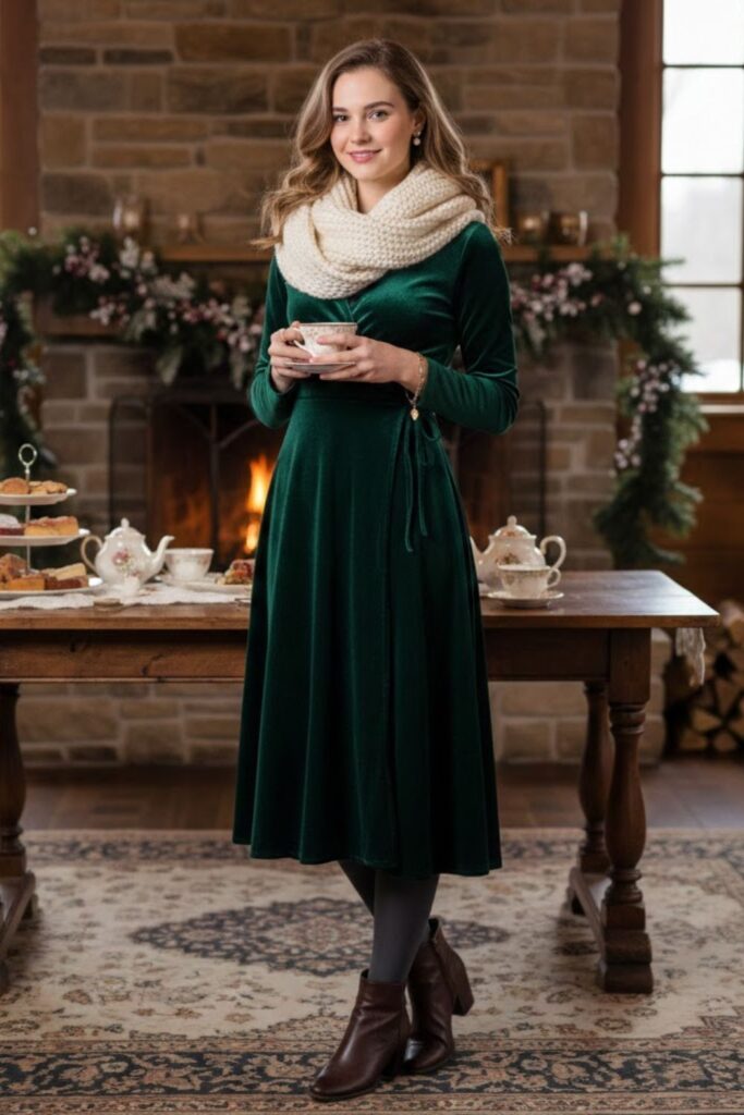 15. Wrap Dress With Knit Scarf