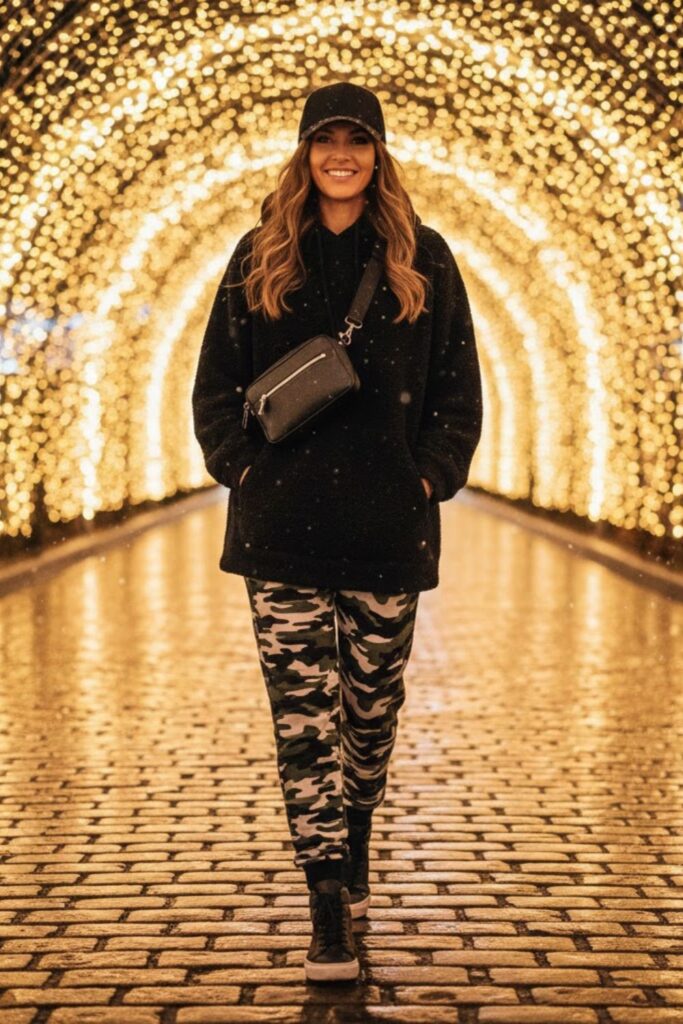 2. Camo Sweatpants with Black Hoodie