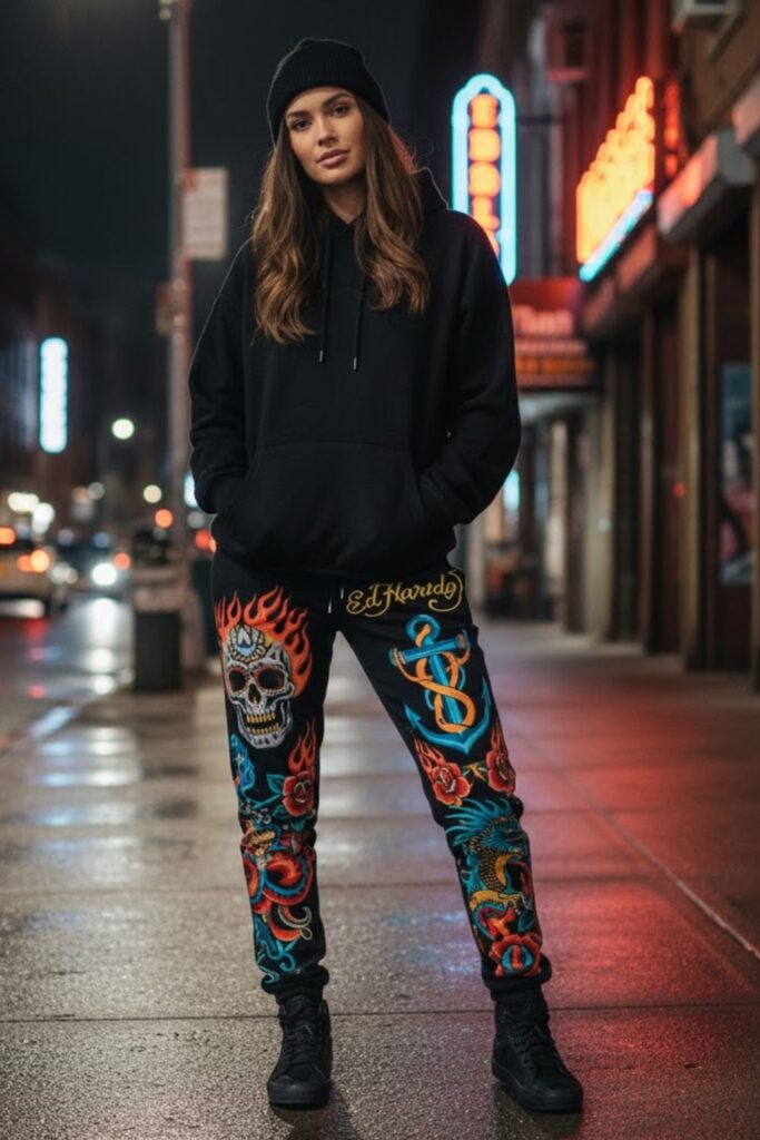 2. Ed Hardy Sweatpants with Black Hoodie
