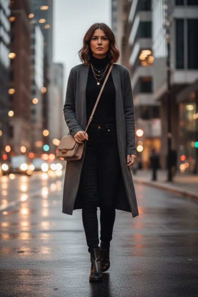 4. Black Leggings with Chelsea Boots and Turtleneck Top