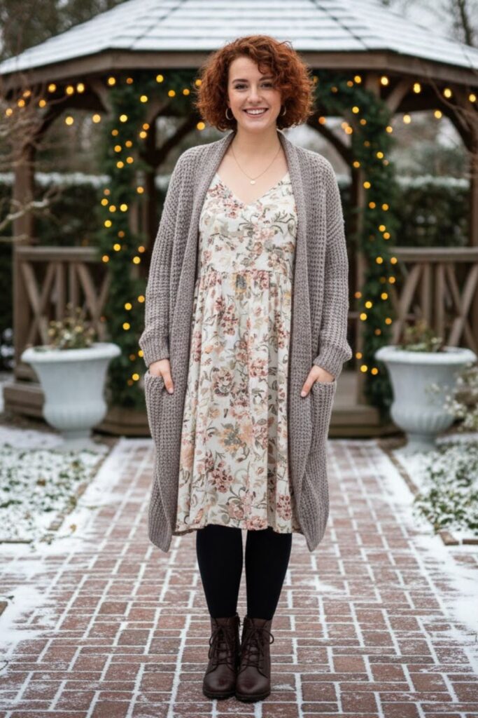 5. Cardigan Layered Over A Day Dress