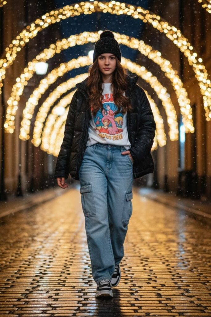 5. Graphic Sweatshirt with Cargo Pants