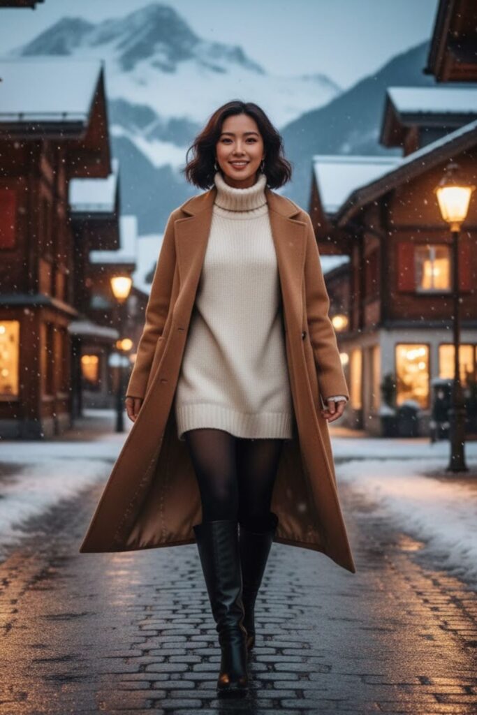 5. Turtleneck Sweater with Wool Coat
