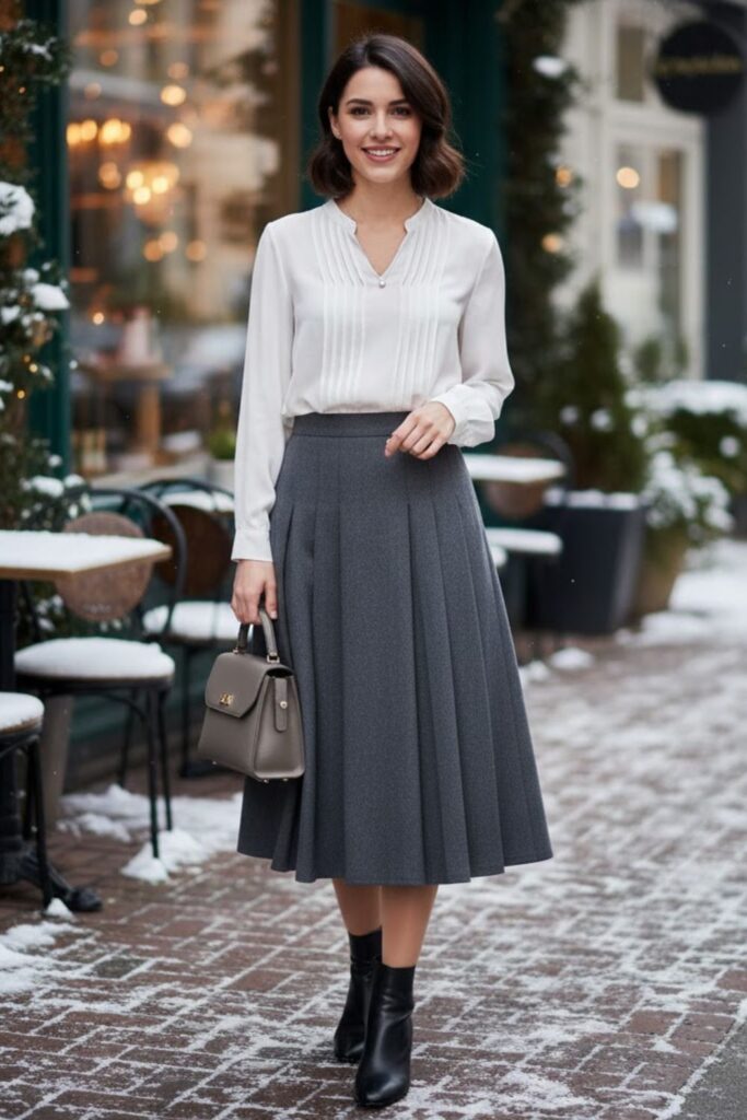 7. Blouse With Wool Skirt