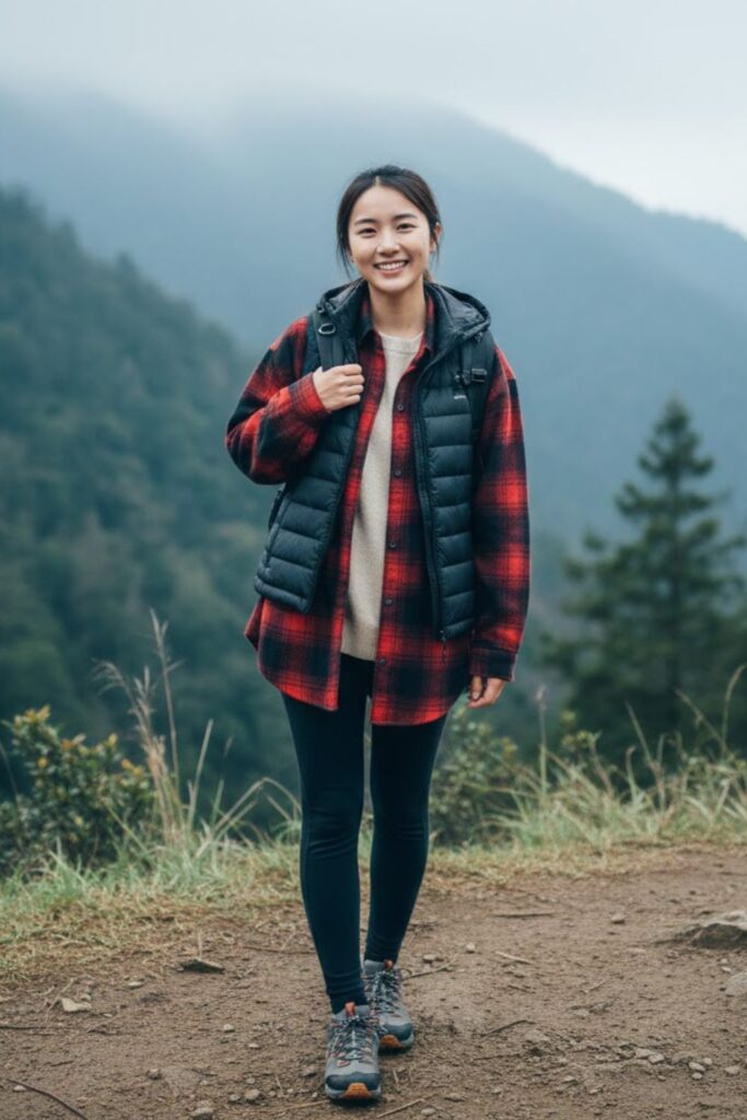 7. Flannel Shirt with Thermal Leggings
