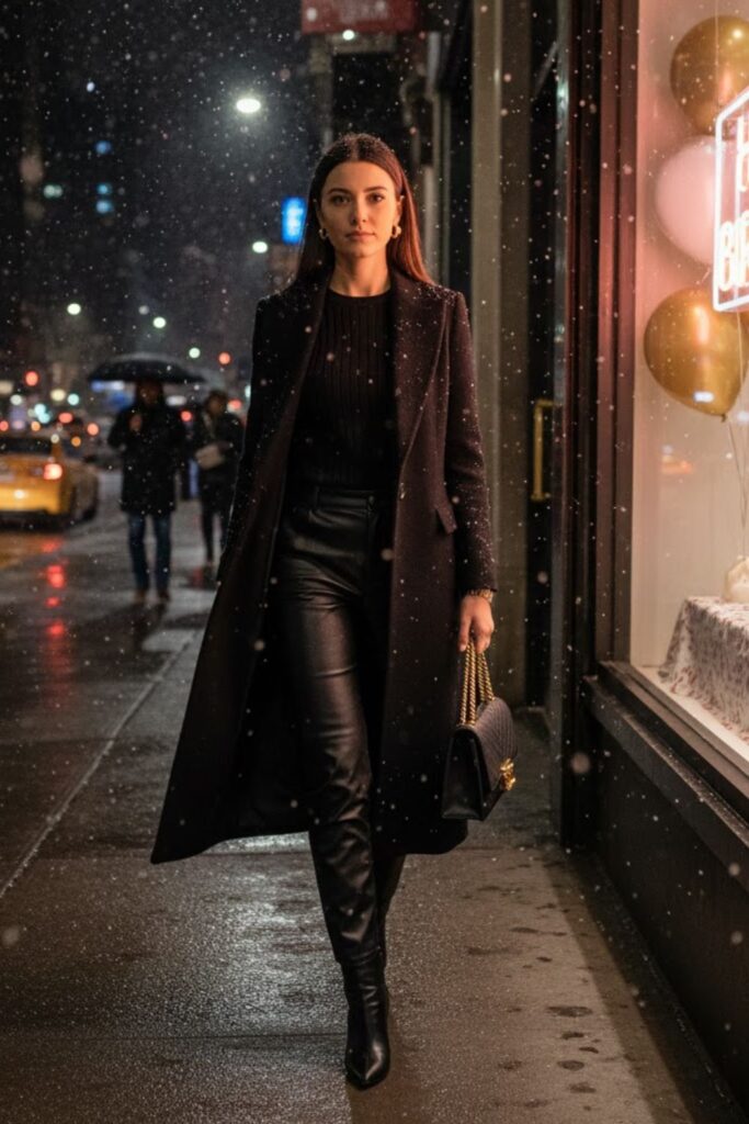 8. All-Black Monochrome Winter Look