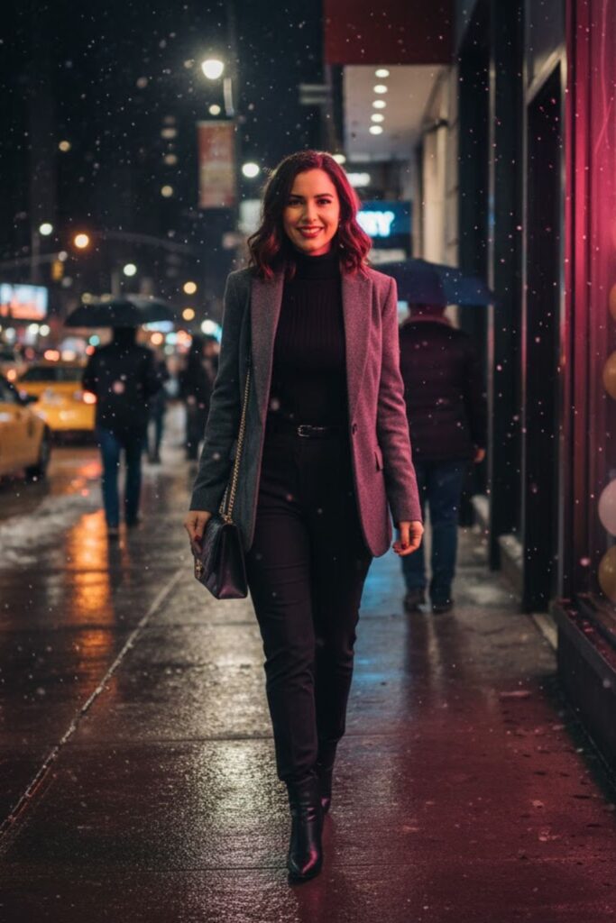 8. Blazer With Turtleneck and Trousers