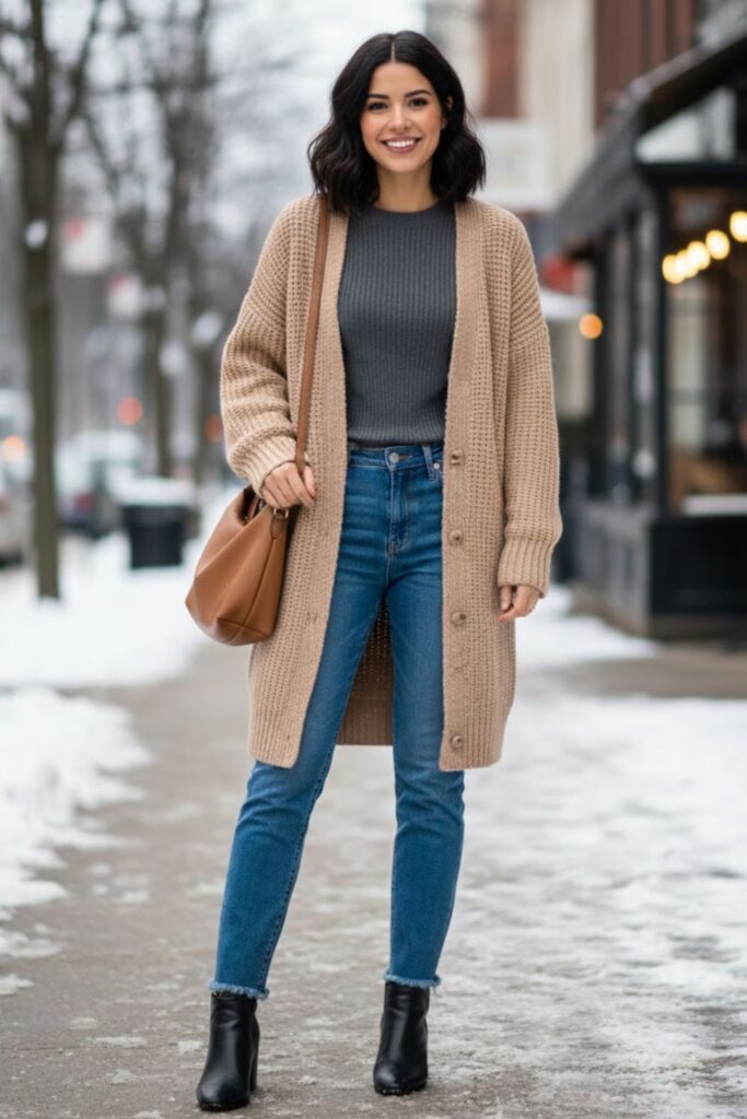 8. Longline Cardigan With Straight Jeans