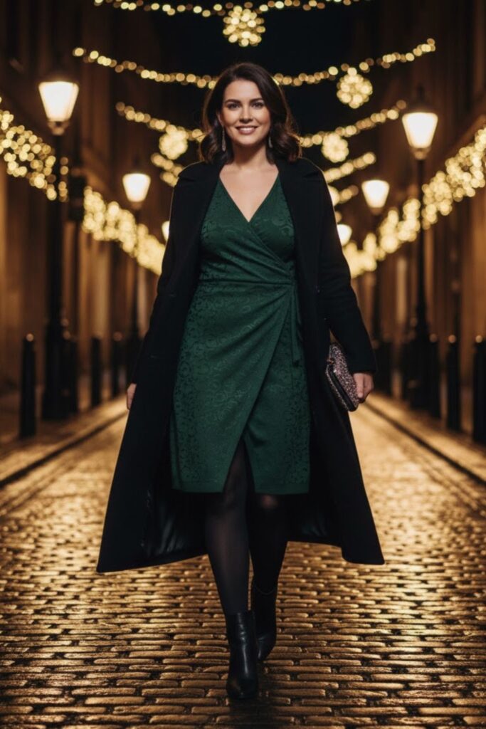 9. Wrap Dress With Warm Tights