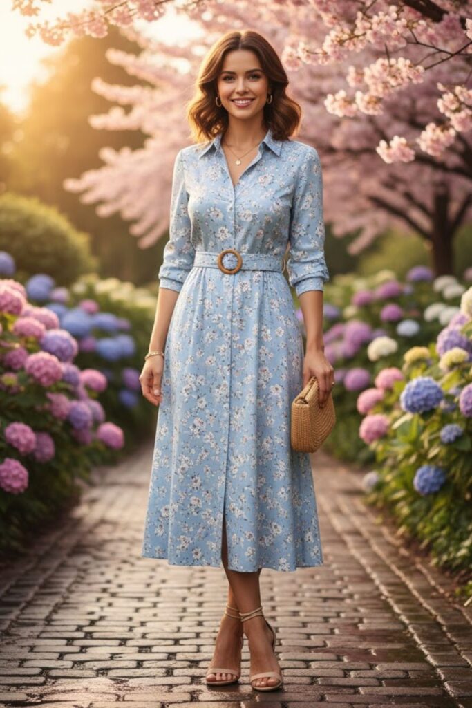10. Button-Down Dress with Belted Waist
