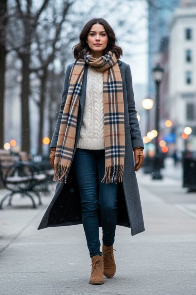 10. Cold weather layers with wool coat