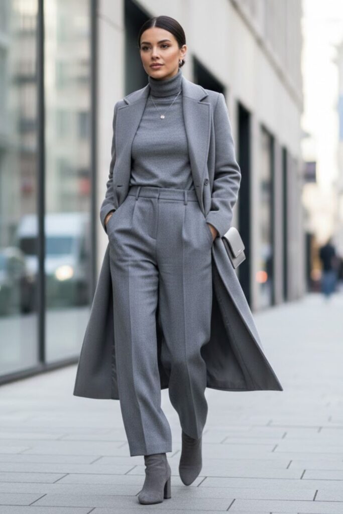 13. Suede Boots with Monochrome Neutrals