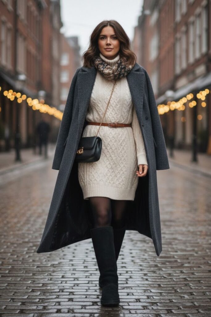 13. Turtleneck Dress and Boots