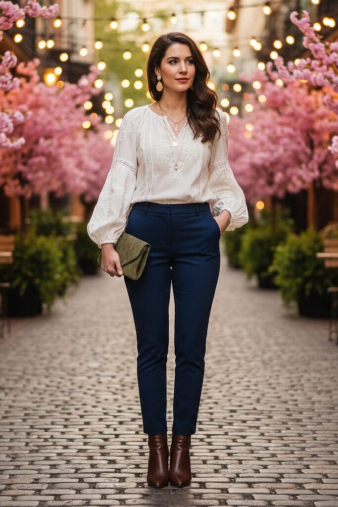 14. Flowy Top with Slim Pants