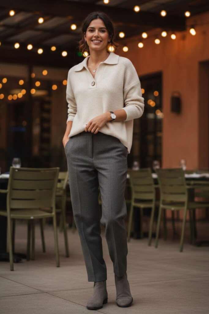 14. Grey Suede Boots with Evening Casual Look