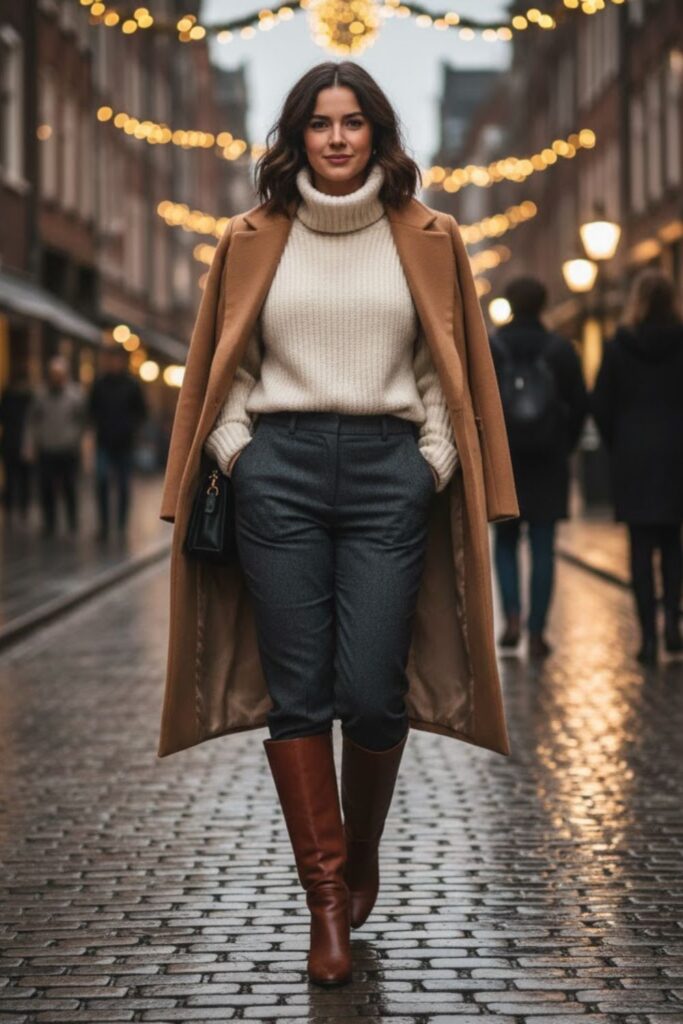 14. Tailored Trousers And Cozy Knit