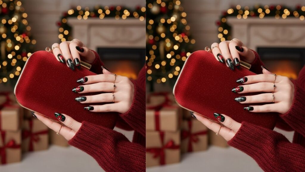15 Black Christmas Nail Designs For A Bold And Festive Look