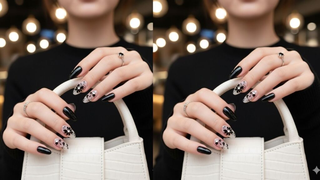 15 Black Flower Nail Designs for Elegant, Fashion-Forward Style
