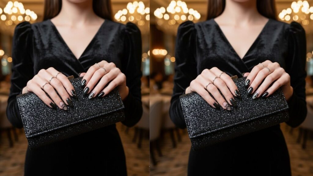 15 Black Glitter Nail Designs That Add Sparkle To Every Look