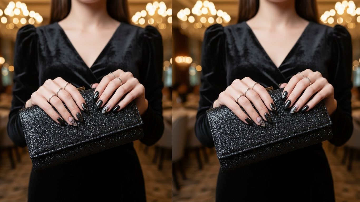 15 Black Glitter Nail Designs That Add Sparkle To Every Look