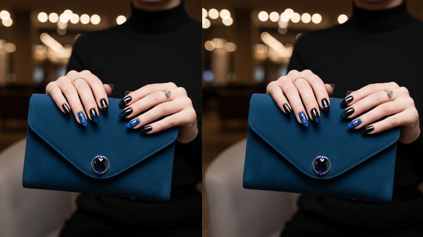 15 Black and Blue Nail Designs for Stylish and Trendy Looks