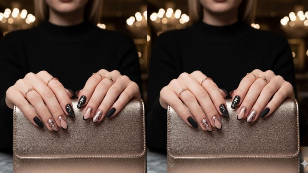 15 Black and Rose Gold Nail Designs for Luxurious Trendy Style