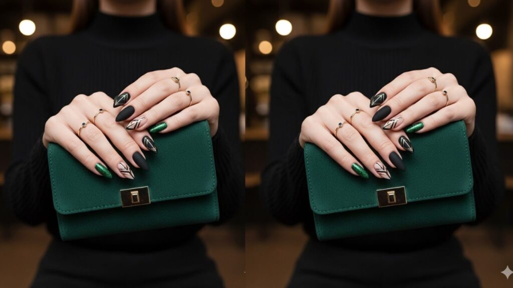 15 Green and Black Nail Designs for Bold, Elegant, Trendy Looks