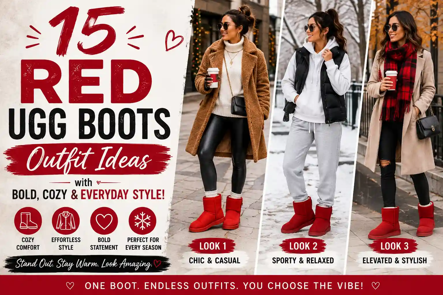 15 Red UGG Boots Outfit Ideas with Bold Cozy Everyday Style!
