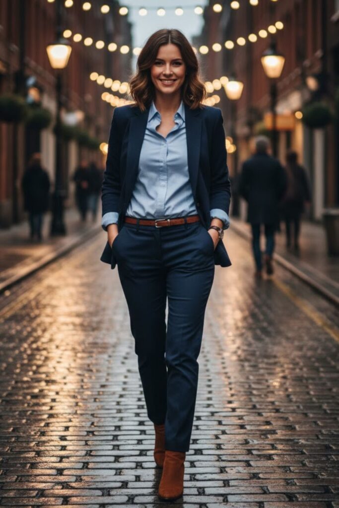 15. Business Casual with Knit Blazer