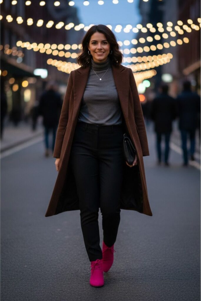 15. Evening casual outfit with dark tones