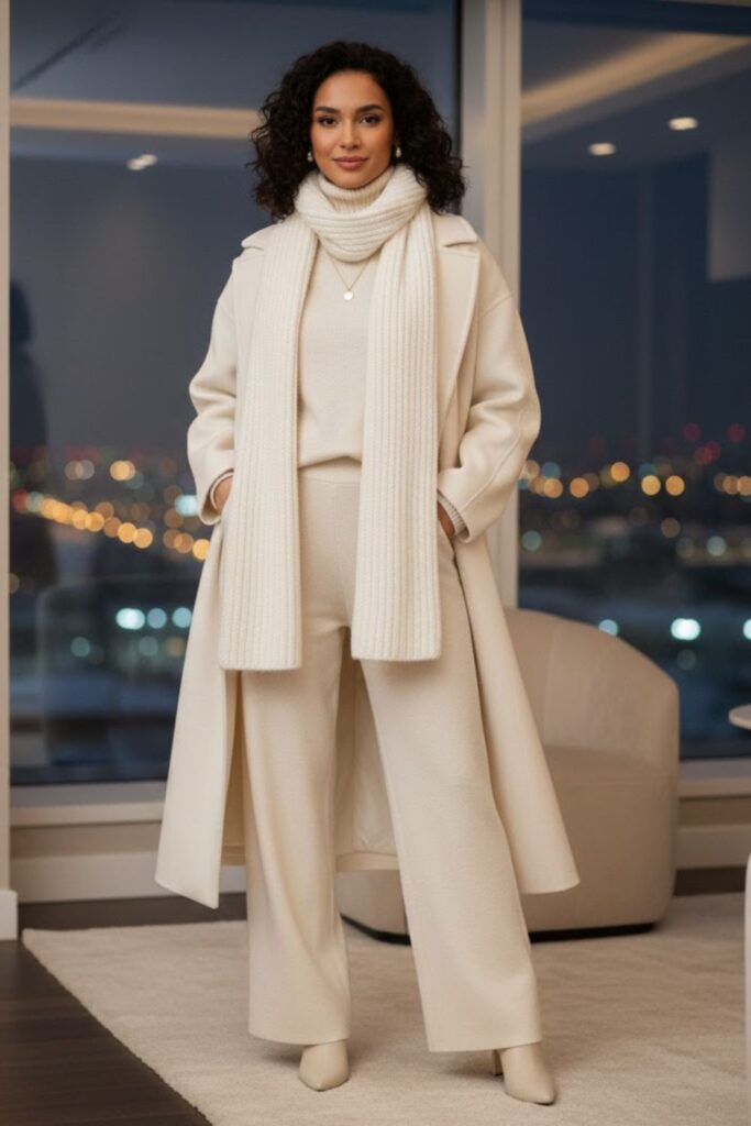 15. Layered Shades of White With Minimal Accessories