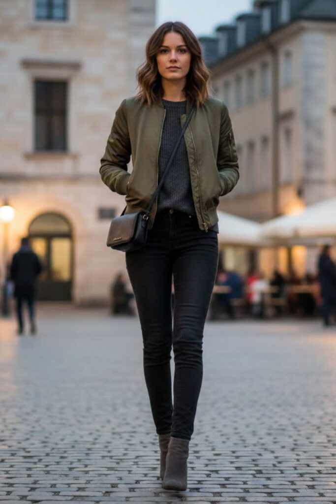 2. Grey Suede Boots with Black Jeans and a Casual Jacket